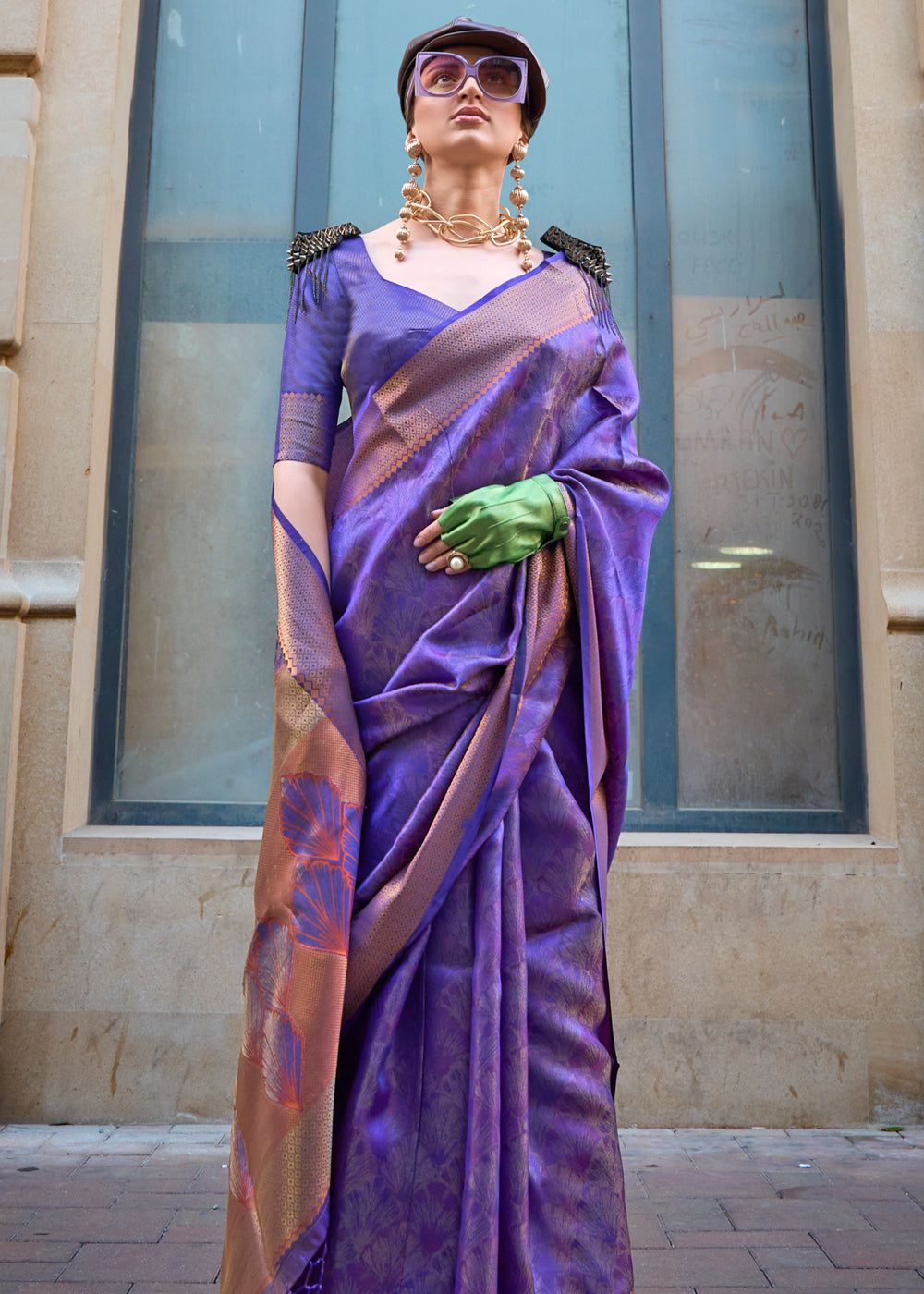 Purple Dual Tone Handloom Woven Organza Silk Saree