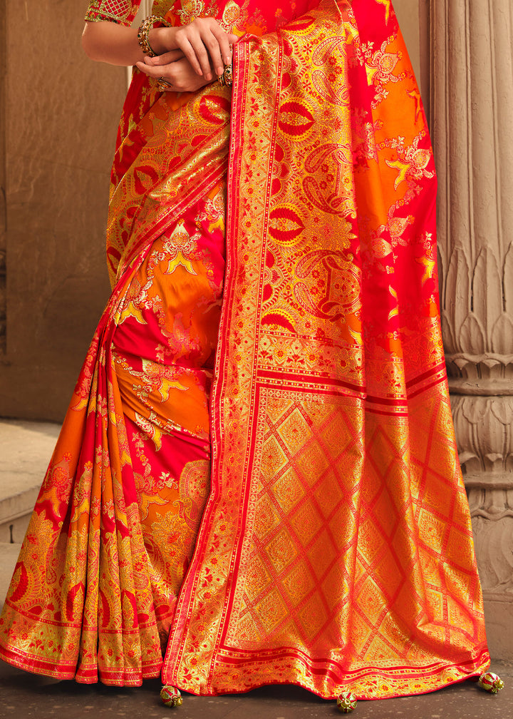 Royal Red Woven Banarasi Silk Saree With Embroidery Designer Blouse