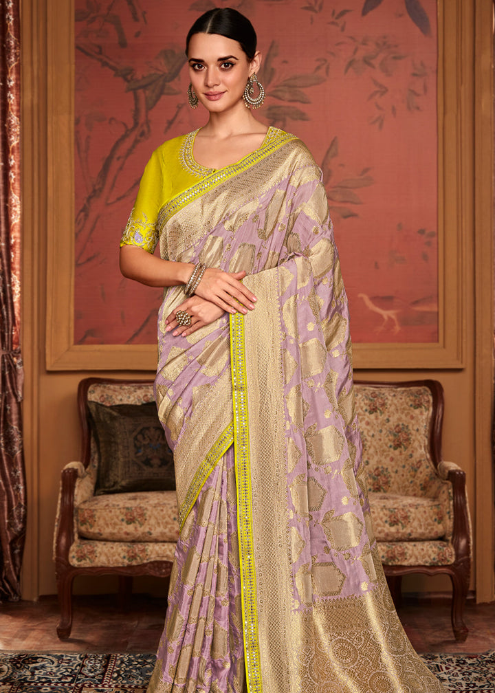 Delight Mauve Designer Soft Pure Dola Silk Saree