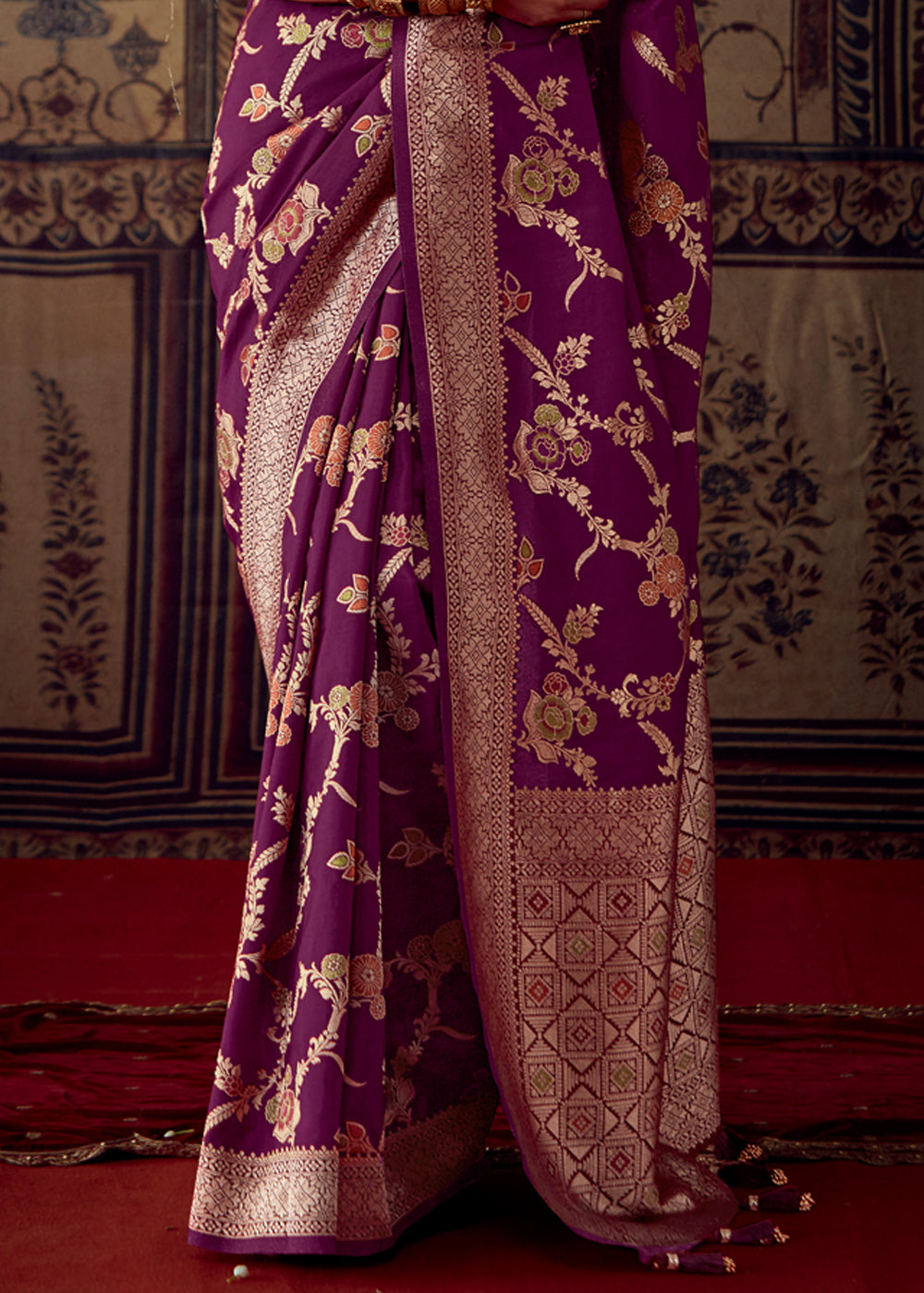 Light Purple Woven Georgette Silk Saree