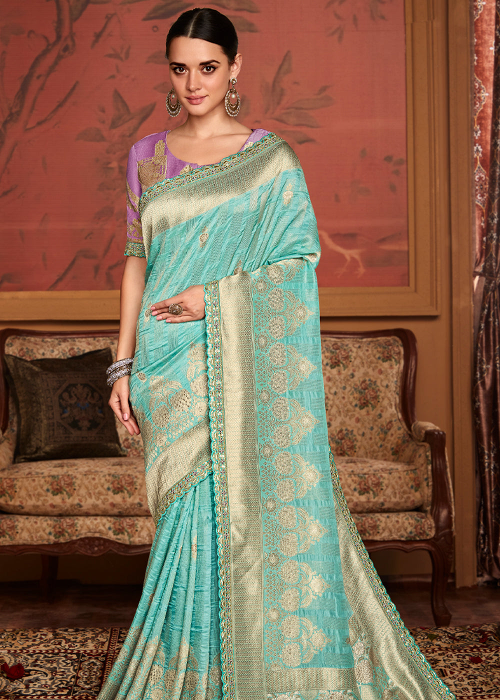 Alluring Blue Designer Soft Pure Dola Silk Saree