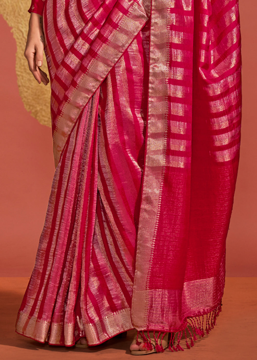 Red Pure Viscose Handloom Weaving Silk Saree