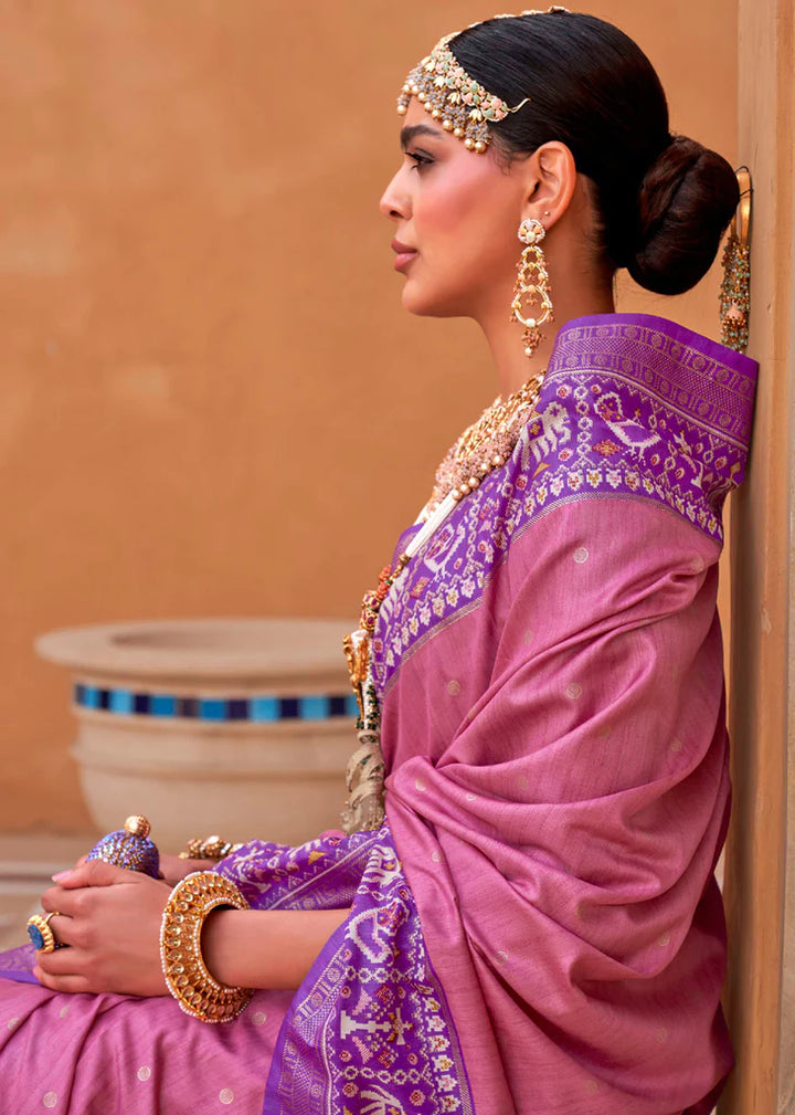 Mauve Pink And Purple Designer Patola Saree