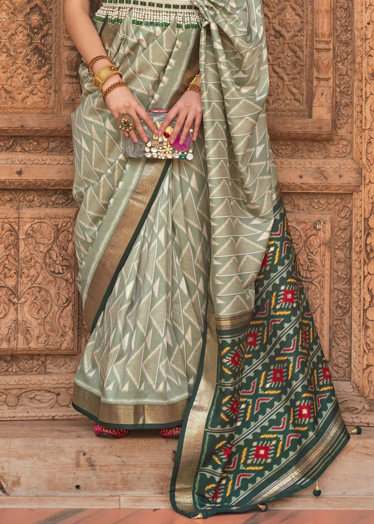 Shaded Green Designer Patola Saree