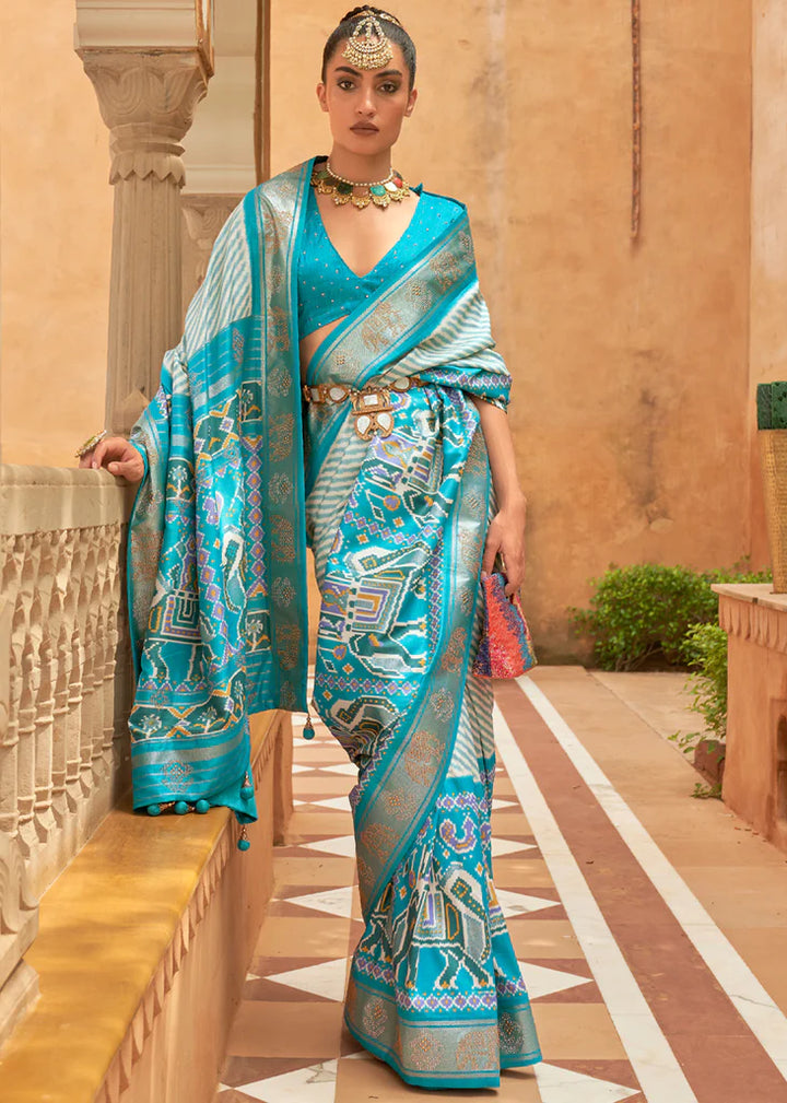 River Blue Designer Silk Saree