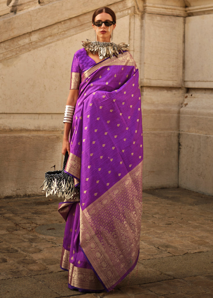 Royal Purple Handloom Weaving khadi silk saree