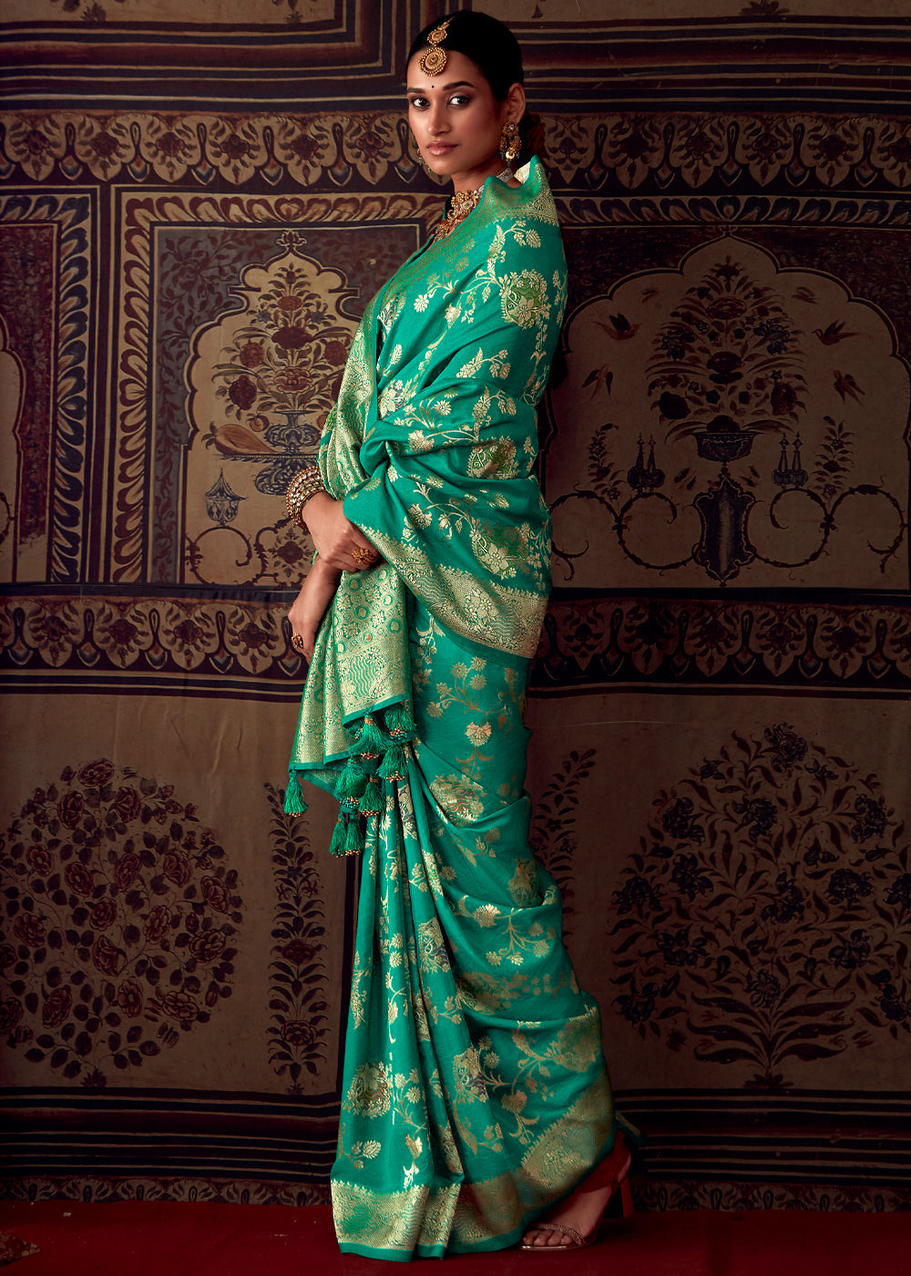 Mint Green Woven Georgette Silk Saree