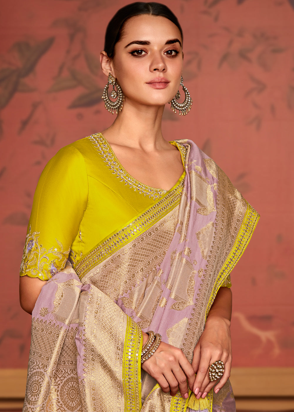 Delight Mauve Designer Soft Pure Dola Silk Saree