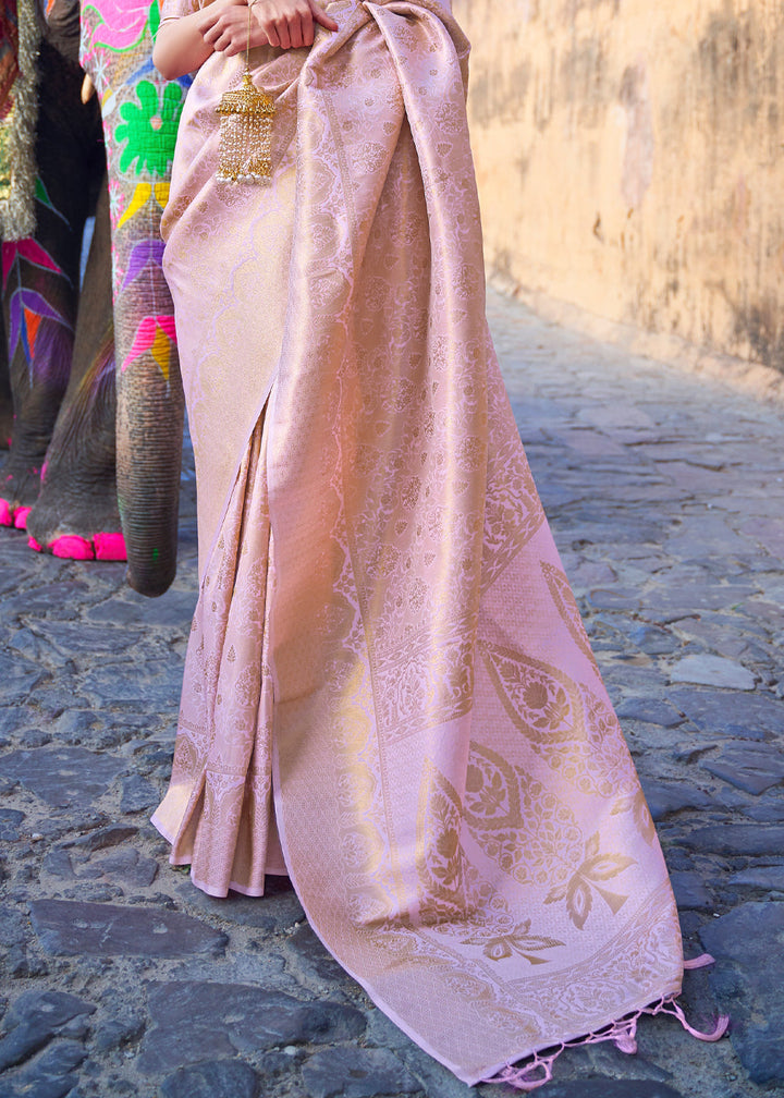 Light Pink Woven Kanjivaram Silk Saree