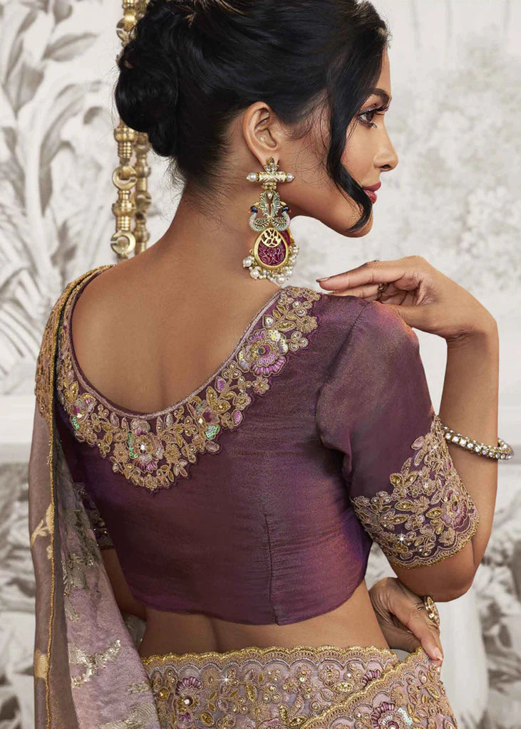 Light Purple Embroidery Designer Saree