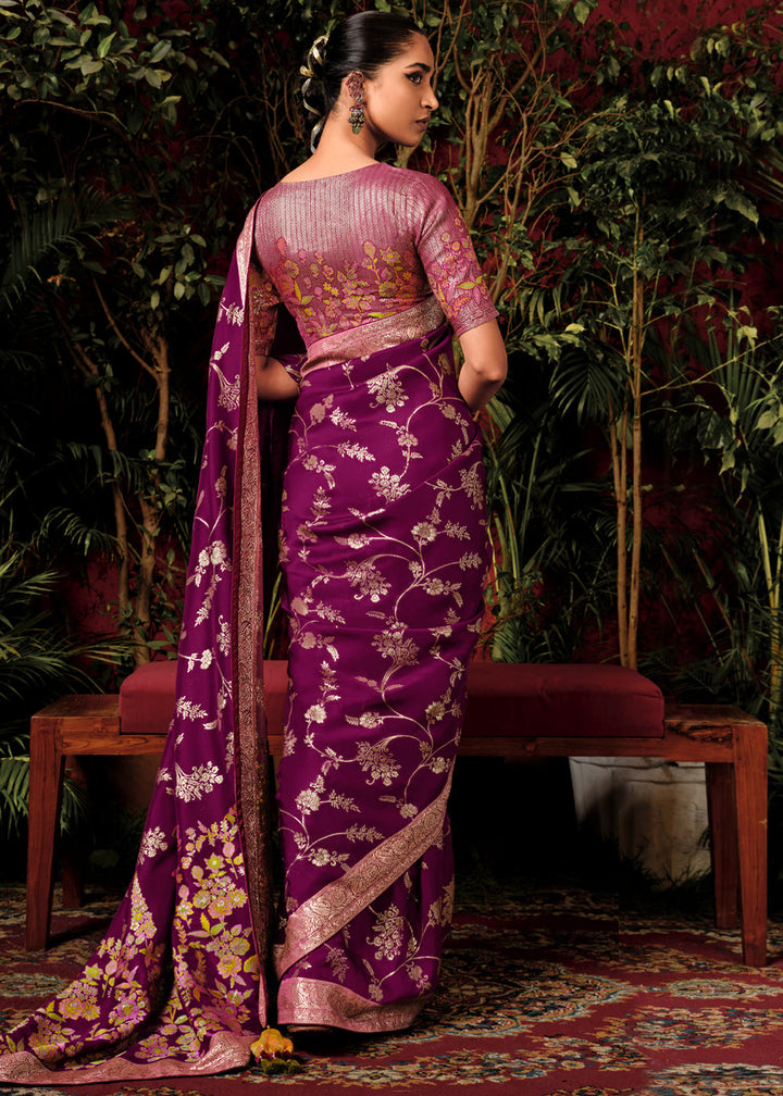 Jamuni Purple Woven Dola Silk Saree with Blouse