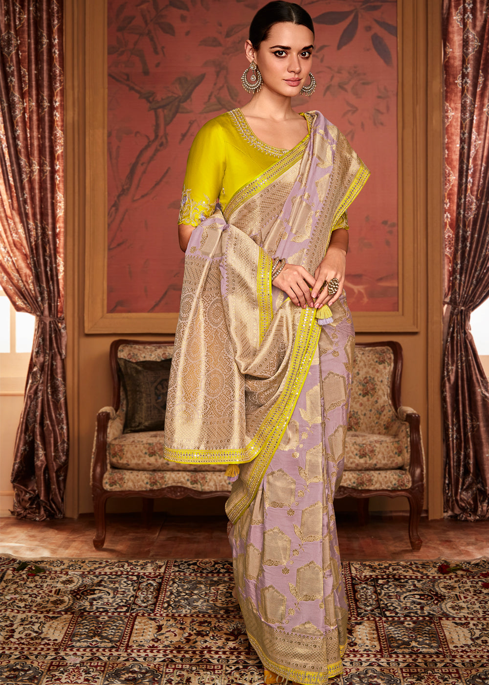 Delight Mauve Designer Soft Pure Dola Silk Saree