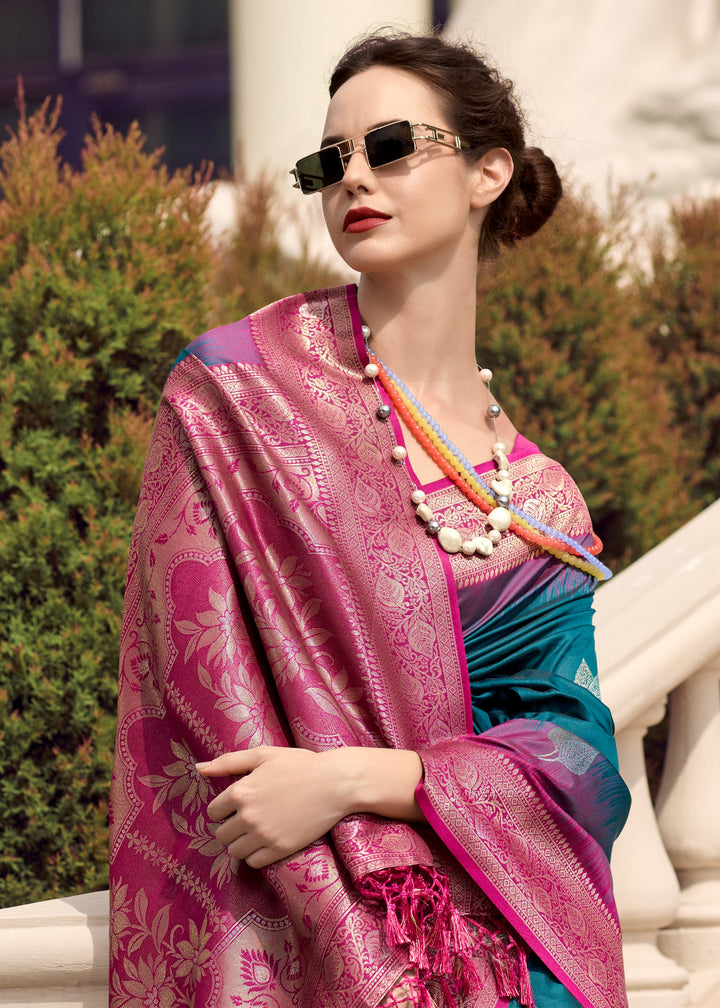 Casual Blue Soft Banarasi Silk Saree