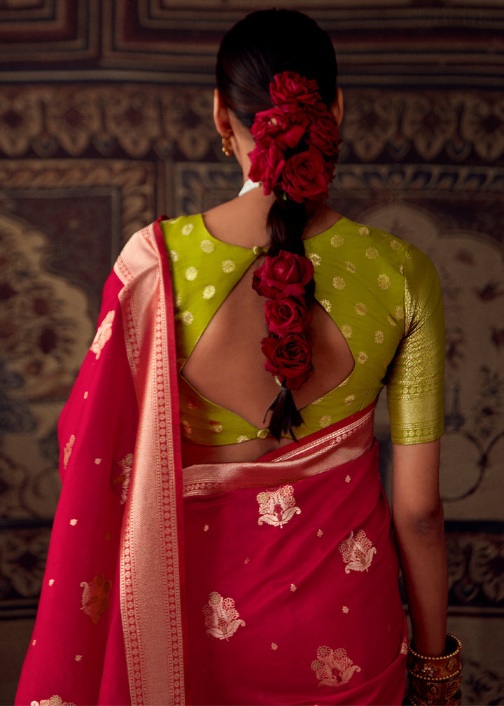 Bridal Red Woven Georgette Silk Saree