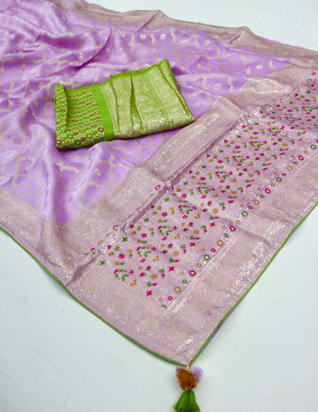 Lovender Purple Designer Soft Pure Dola Silk Saree