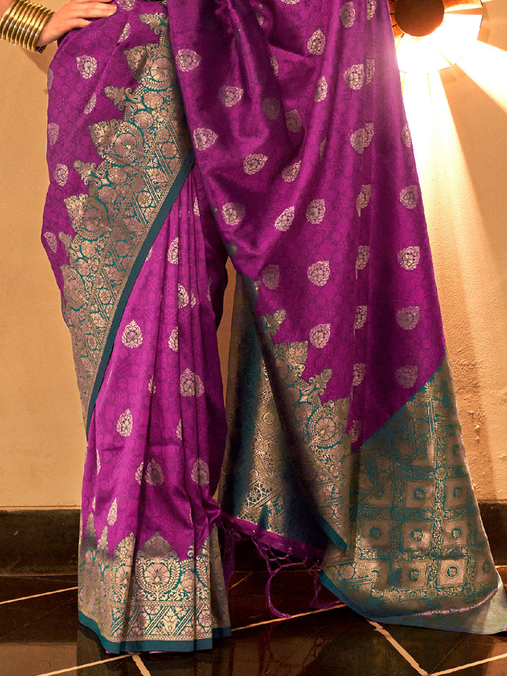 Violet Woven Banarasi Silk Saree