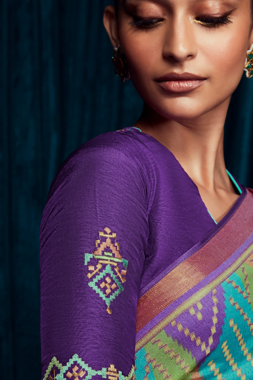 Multi colour Brasso Silk Saree With Designer Blouse