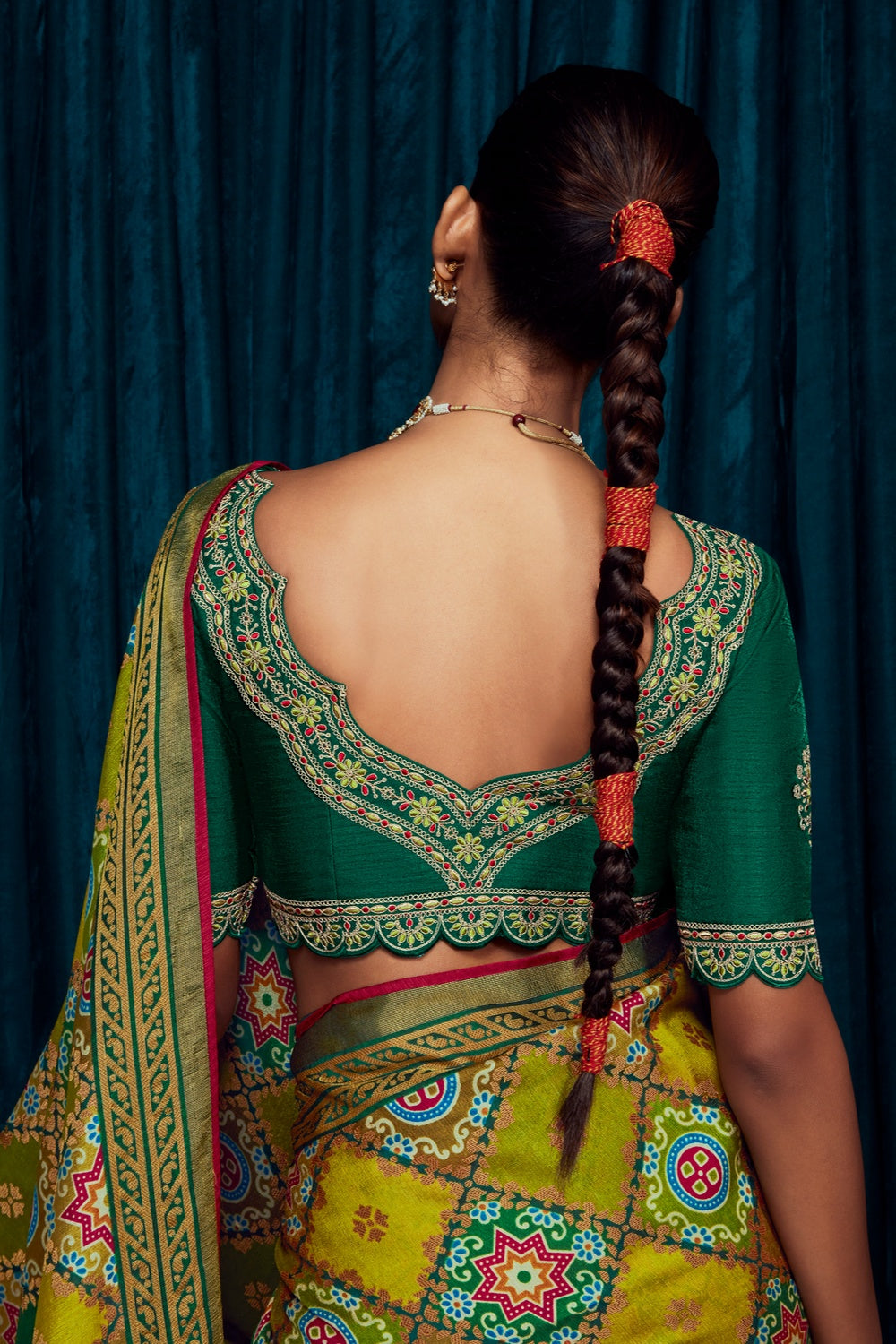 Shaded Green Brasso Silk Saree With Designer Blouse