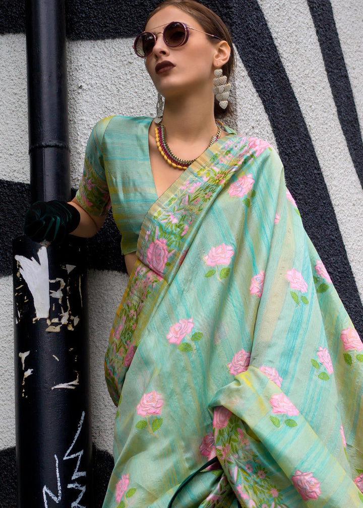 Green Woven Parsi Handloom Saree