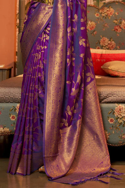 Royal Purple Two Tone Chinon Woven Banarasi Silk Saree