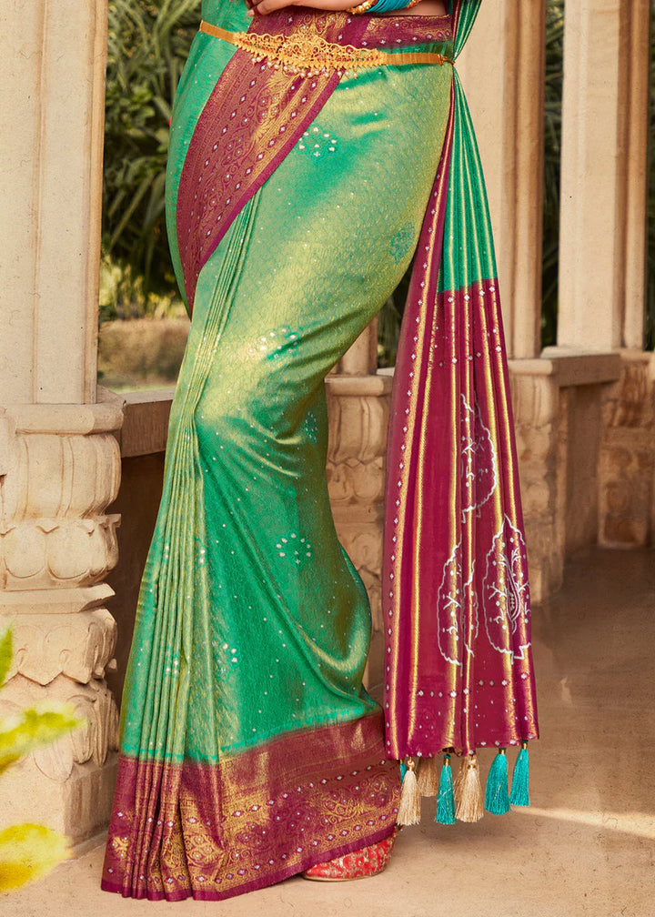 Forest Green Woven Kanjivaram Silk Saree