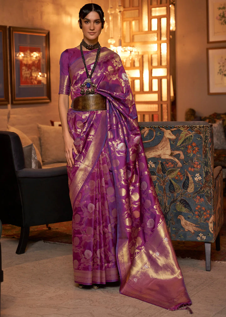 Twilight Purple Handloom Woven Silk Saree