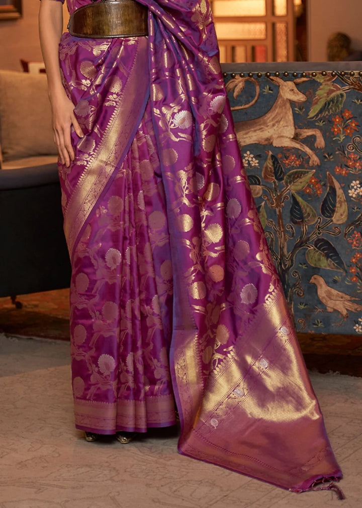 Twilight Purple Handloom Woven Silk Saree