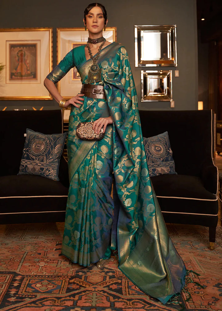 Eden Green Handloom Woven Silk Saree