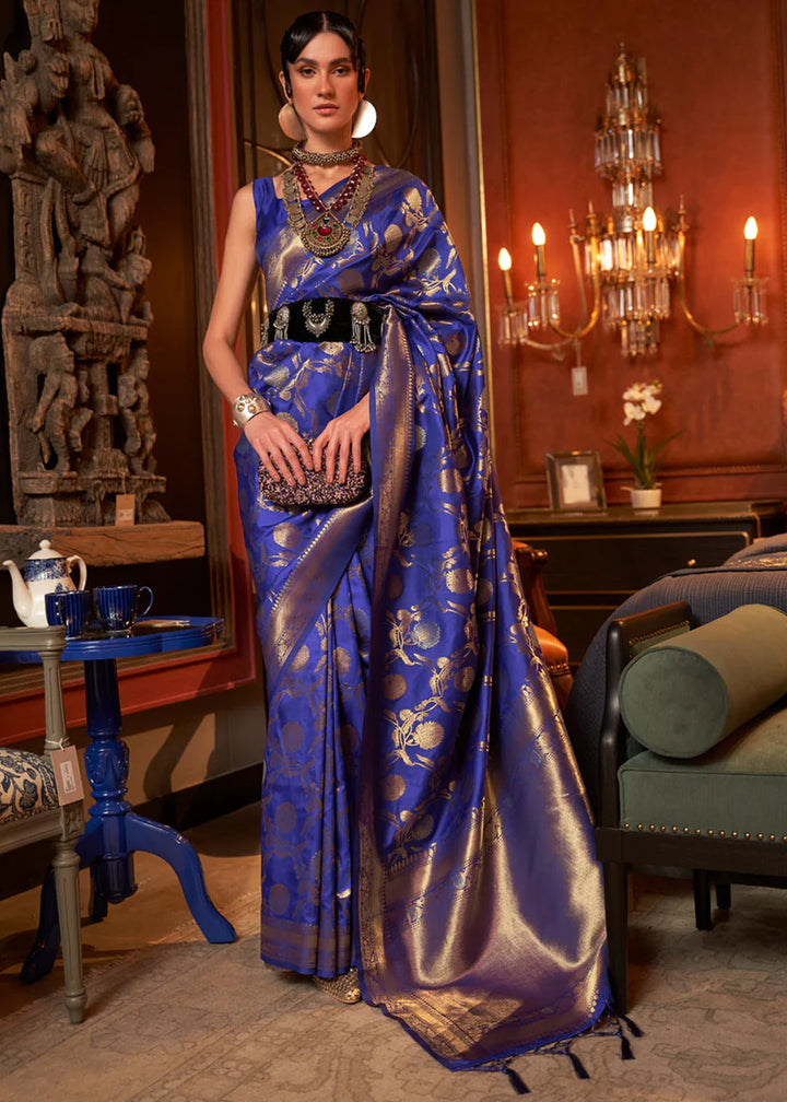 Royal Blue Handloom Woven Silk Saree