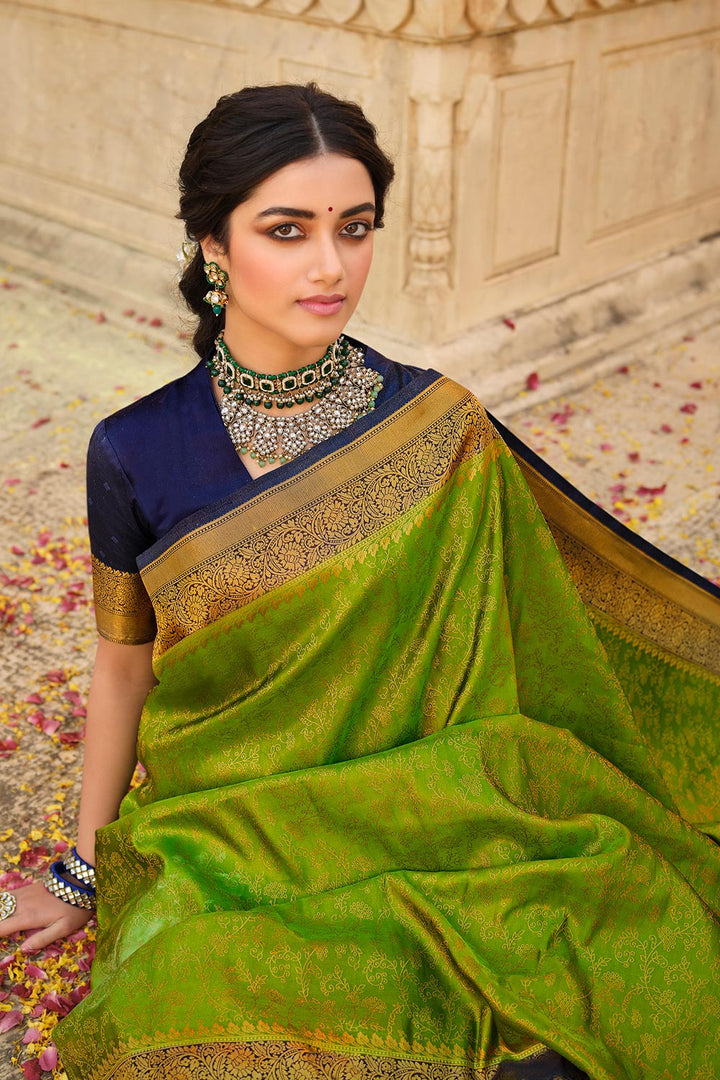 Green Woven Banarasi Silk Saree