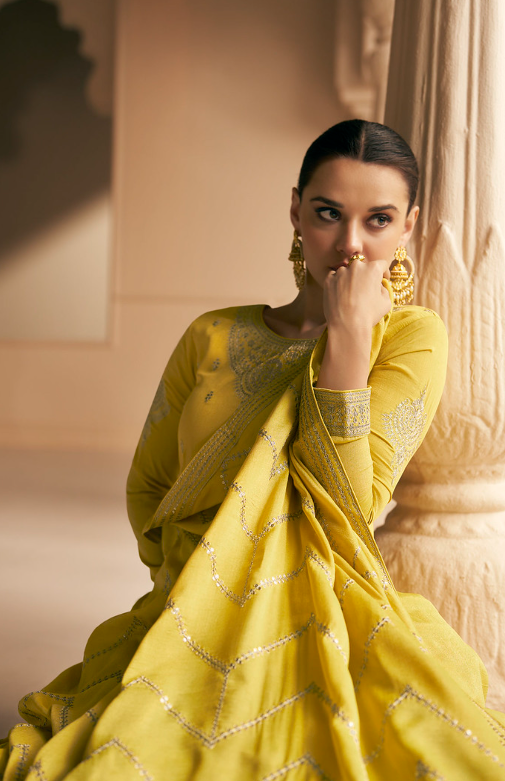 Yellow 2025 silk gown