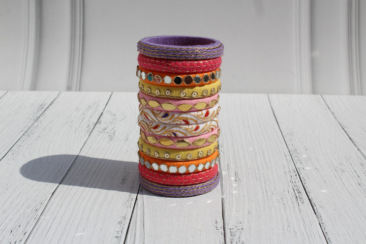 Shaded White To Lavender Handmade Designer Bangles