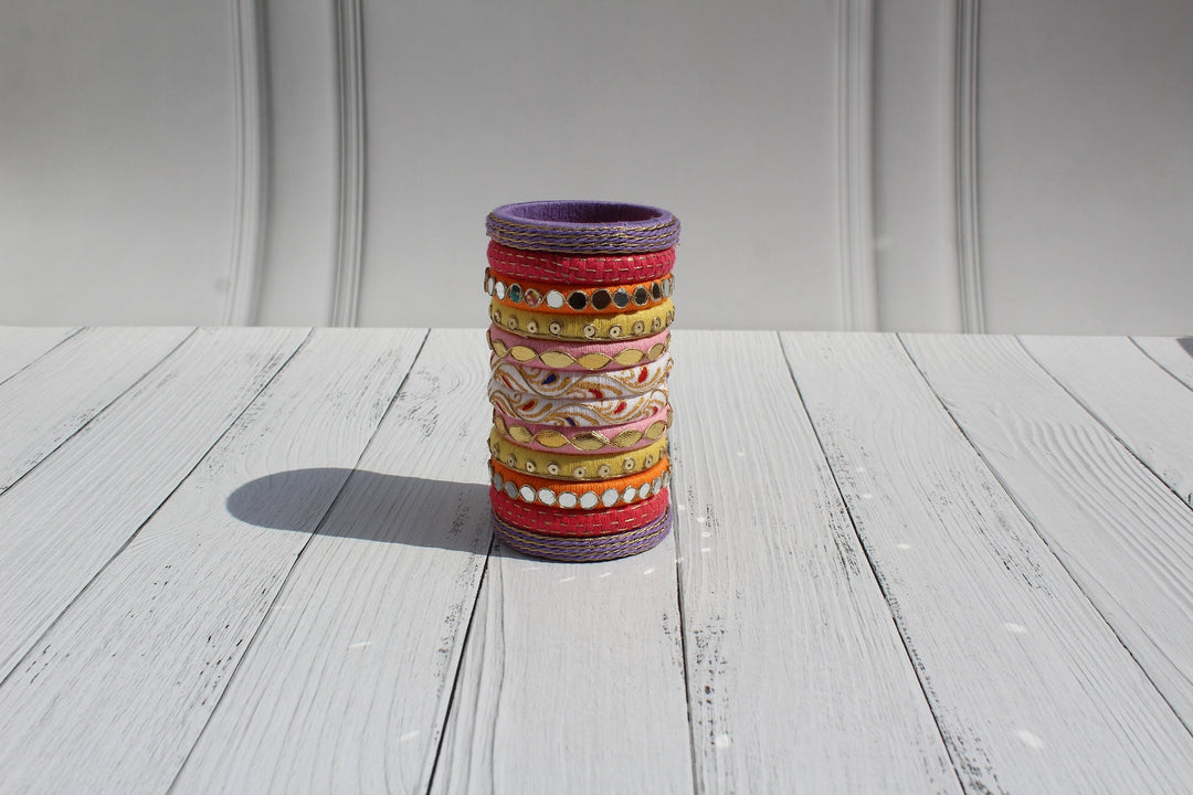 Shaded White To Lavender Handmade Designer Bangles