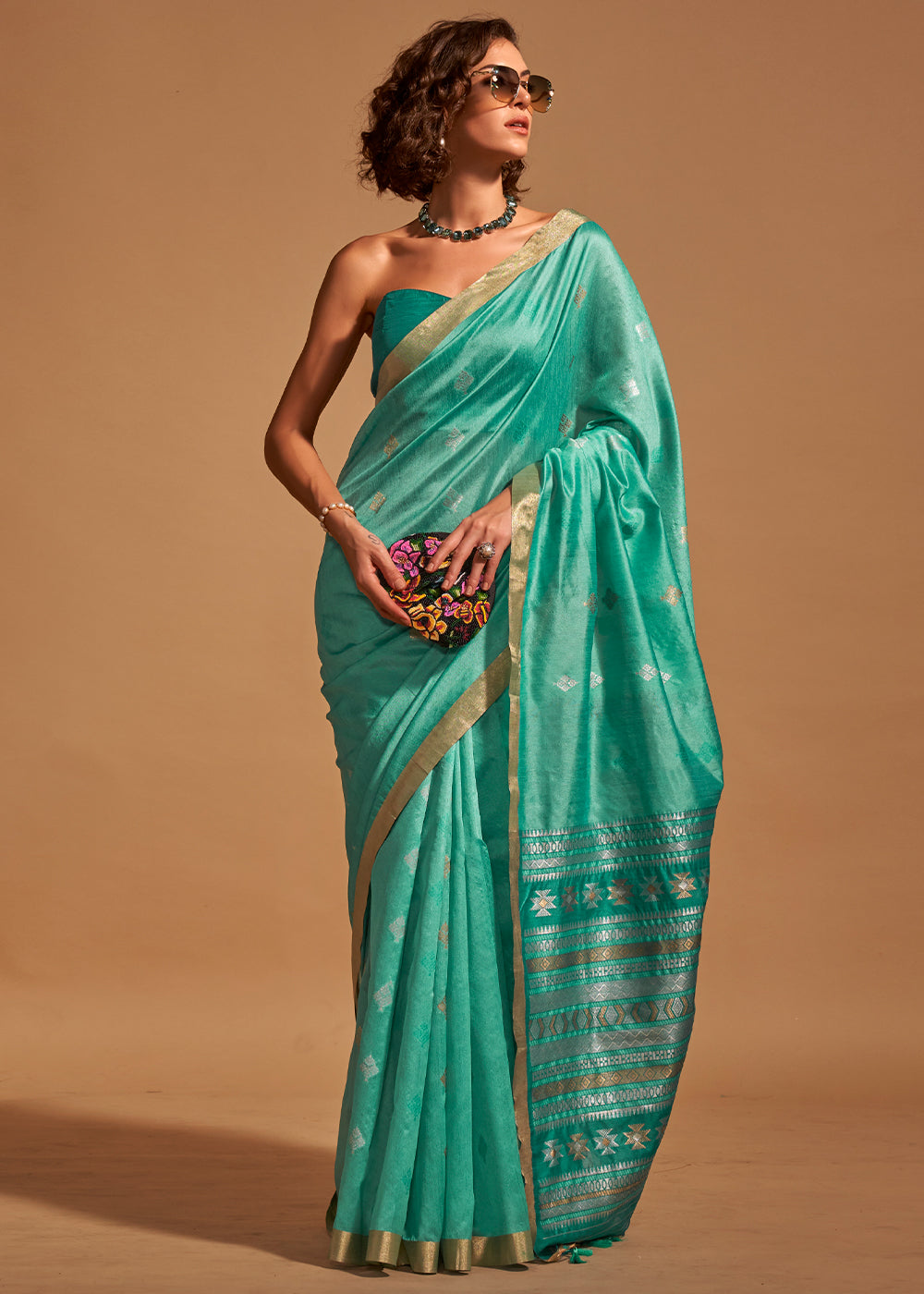 Sky Blue Handloom Weaving Saree