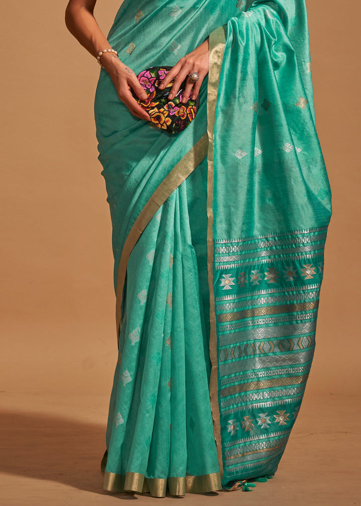 Sky Blue Handloom Weaving Saree