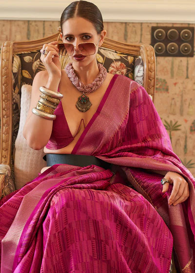 Perfect Pink Dual Tone Woven Organza Silk Saree