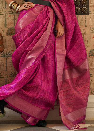 Perfect Pink Dual Tone Woven Organza Silk Saree