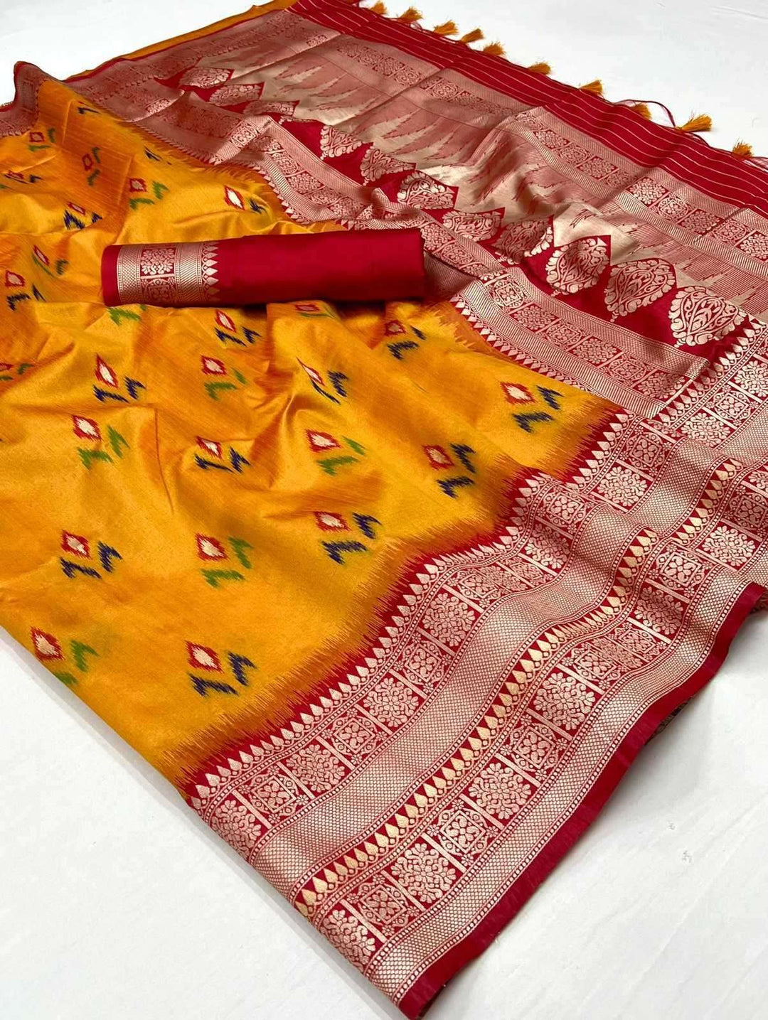 Haldi Yellow Woven Banarasi Soft Silk Saree